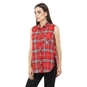 Checkred Trendy Sleeveless Shirts for Women High Skyzz