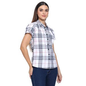 checkered shirt for women white