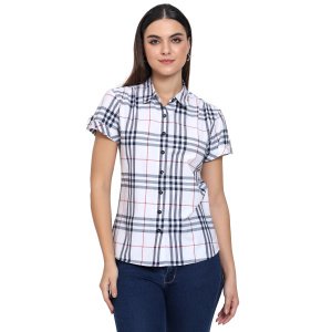 checkered shirt for women white